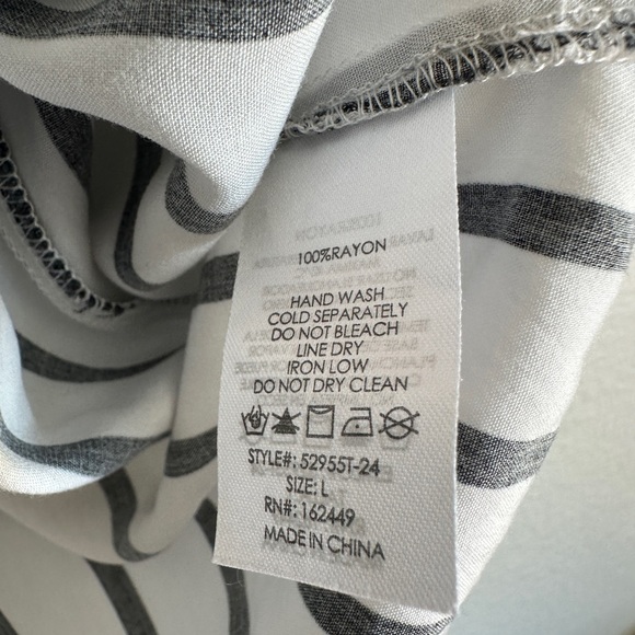 Milk & Honey Black and White Striped Button Down Shirt - Picture 6 of 9